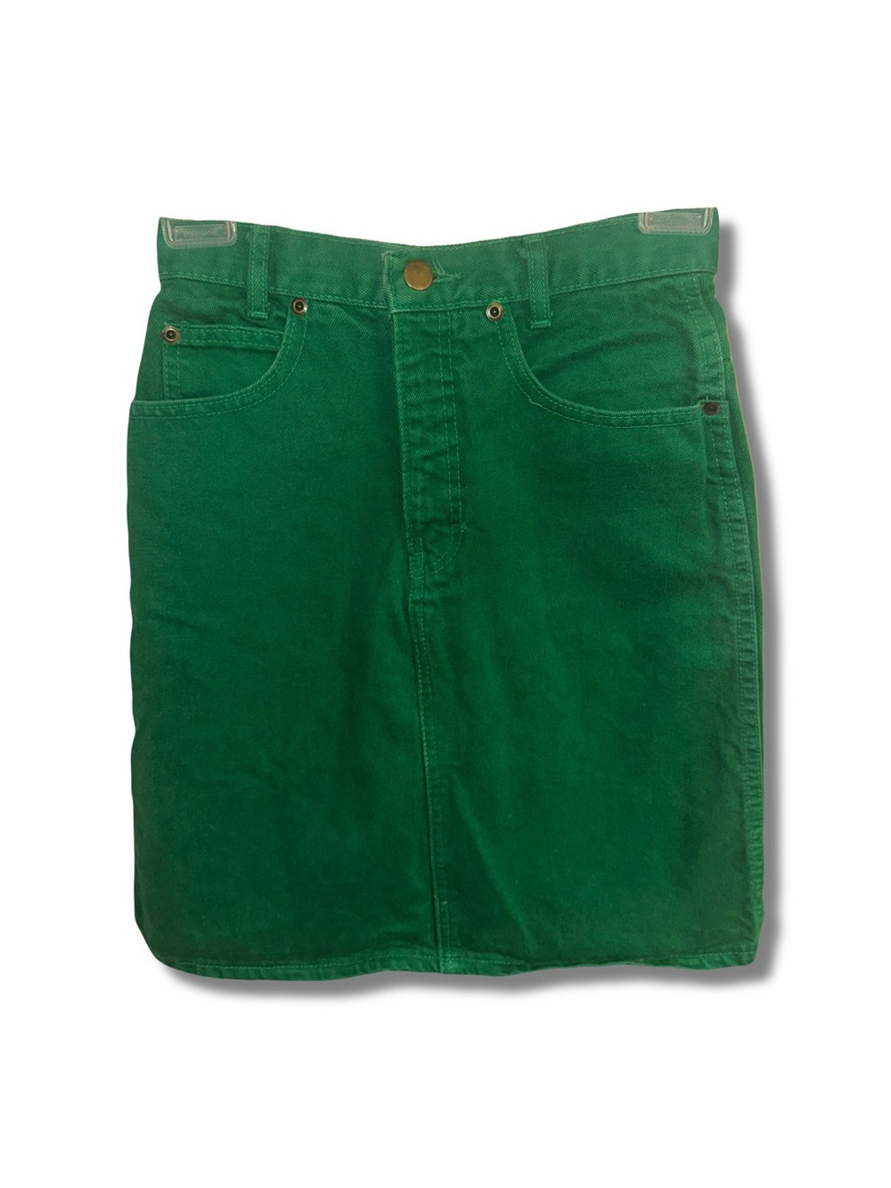 Vtg High Waist Green Denim Skirt